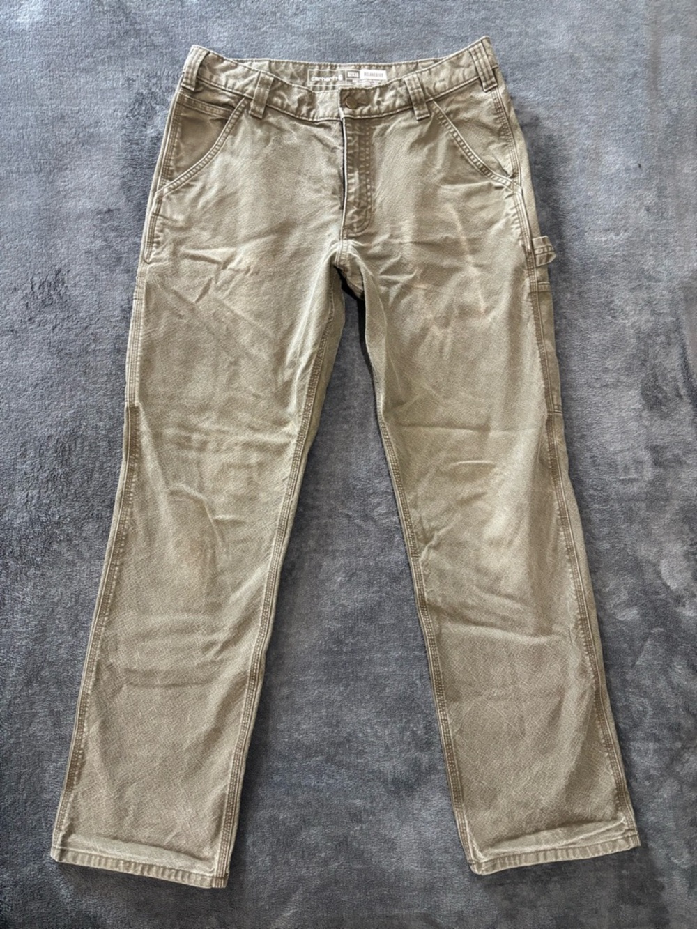 Carhartt Men's Canvas Pants 32x32 Duck Utility Work Relaxed Fit Light Brown - Picture 2 of 8